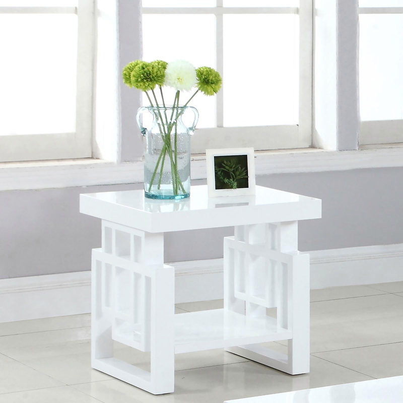 Table de bout rectangulaire haute brillance blanche
