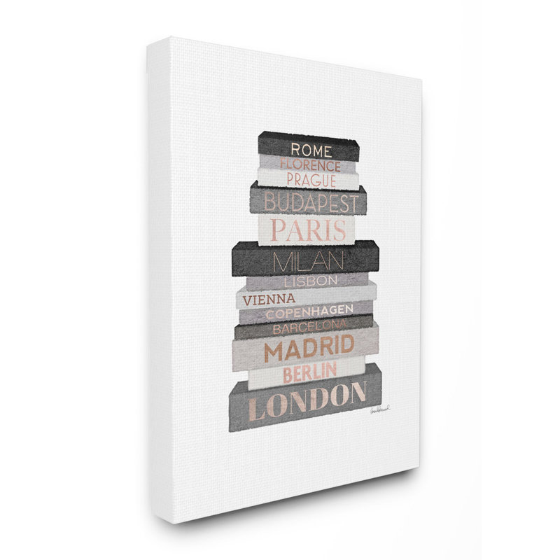 « mode motif gris noir bookstack », impression, Toile tendue, H 20 po x l 16 po