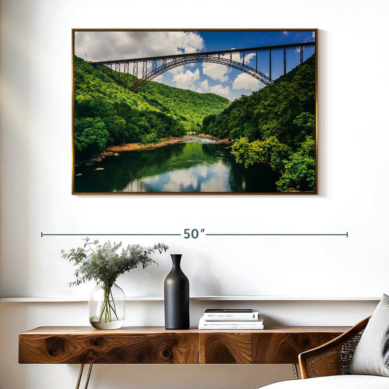 Pont New River Gorge, Cadre flottant doré, 40 po x 27 po