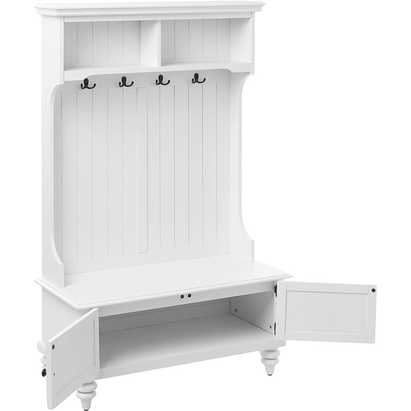 Priyansh Hall Tree 40'' Wide with Bench, White