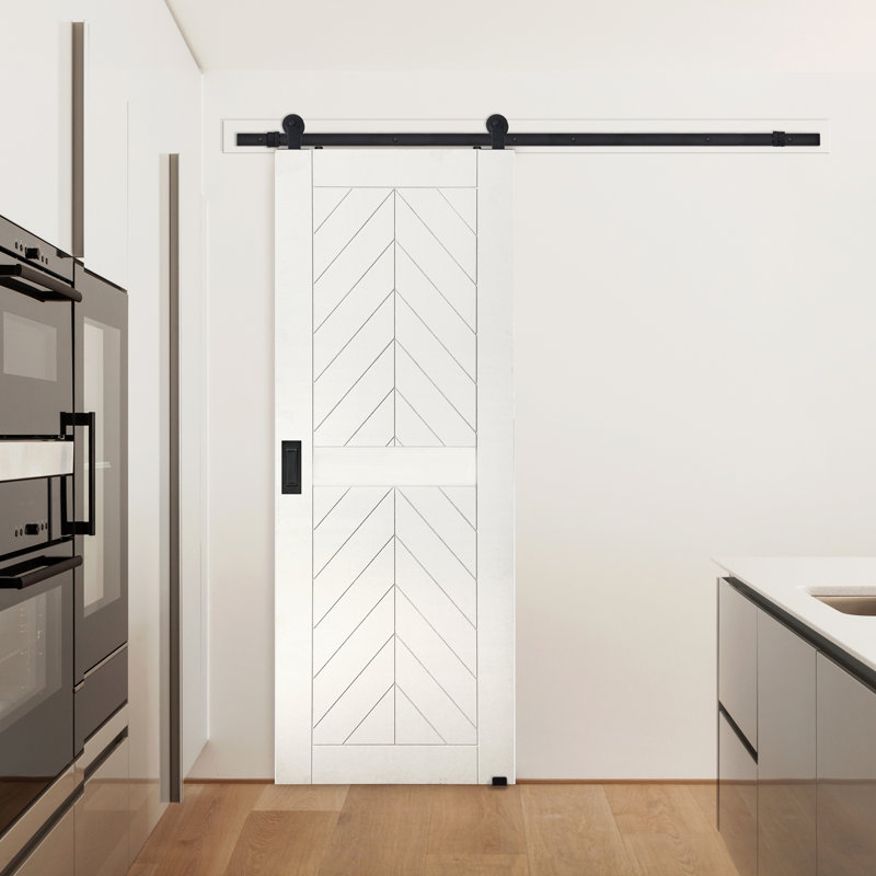 Porte de grange en bois manufacturé et en PVC / vinyle sans trousse de quincaillerie d'installation, 36 po x 84 po