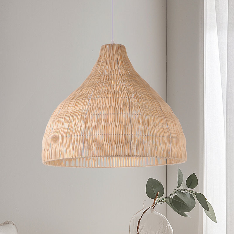 Luminaire suspendu en forme de dôme naturel à 1 lumière Aundray, H 13,78 po x l 13,78 po x P 13,78 po