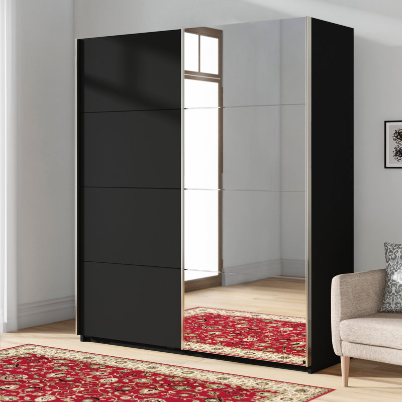 Moita 2 Door Sliding Wardrobe, Grey metallic, 210cm H x 226cm W x 62cm D