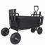 Collapsible Wagon Garden Cart With Rod Holders,Umbrella Holder And Storage Pockets