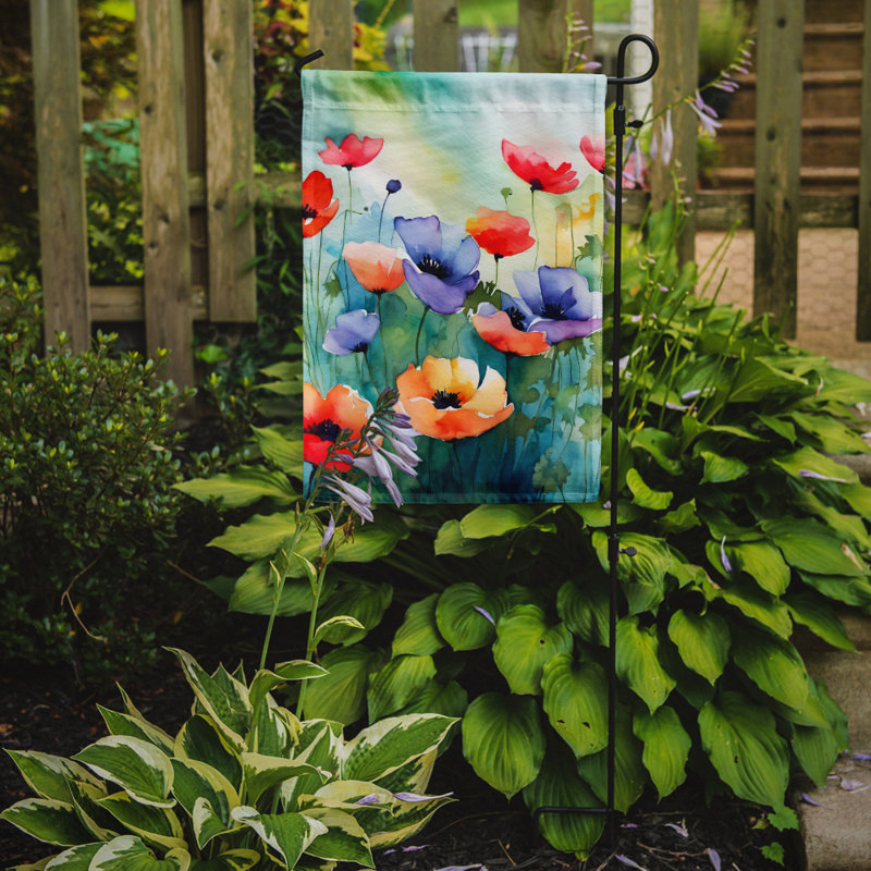 Anémones dans l'aquarelle, drapeau de jardin
