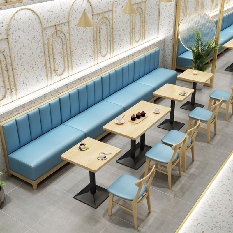 Banc rembourré en similicuir Simple Leisure Cafe, Bleu