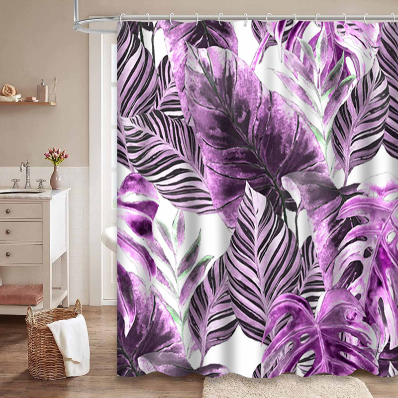Magnifique rideau de douche à motif de fruits exotiques avec 12 crochets, L 72 po x l 78 po