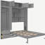 Grand lit escamotable mural avec armoire supérieure, tablettes et garde-robe, lit pliant peu encombrant, gris (ancien sku: N708S00022E)-359062328