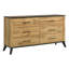 Ensemble de chambre à coucher Elmwood Queen 3 pièces comprenant un lit à panneaux, une commode et une table de chevet, en brun vieilli et pin naturel.