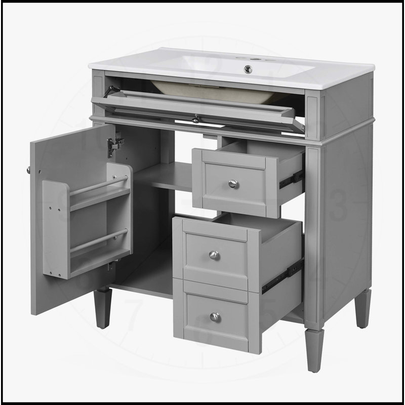30'' Bathroom Vanity with Top Sink, Grey