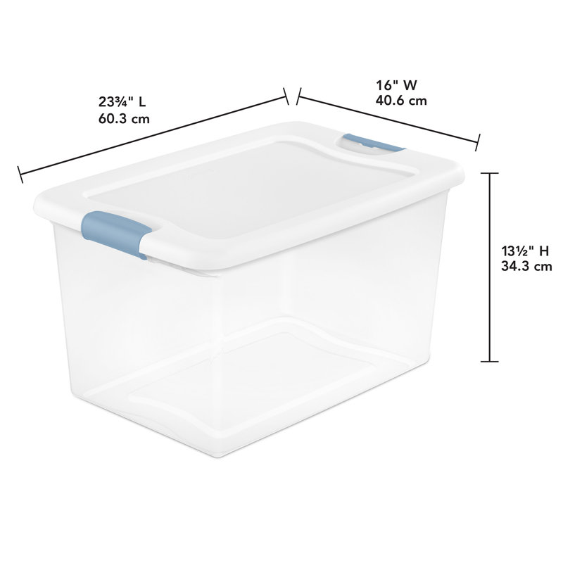 Sterilite 64 Qt Latching Box Stackable Storage Container with Lid, White, 8 Pack
