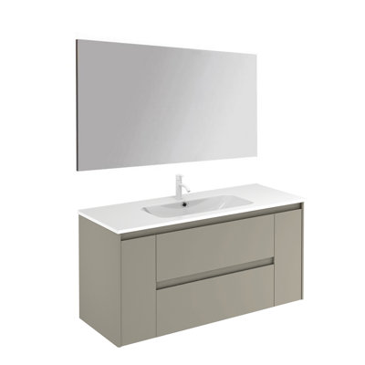 Ensemble de meuble-lavabo de salle de bain simple 47 po avec miroir contemporain Durazo