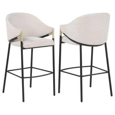 Farlow Fabric Upholstered Bar Chair Beige (Set of 2)