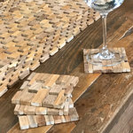 Wood Square 4 Piece Coaster Set