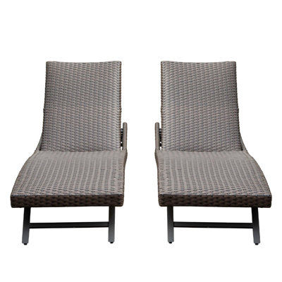 Ensemble de chaise longue d'extérieur réglable en osier toutes saisons