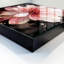 Decorative key box for wall, Opens to the right, 30x30x5, Black, A stunning flower in shades of pink and cream, 