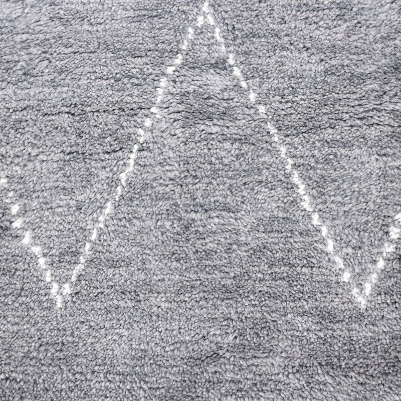 Latiya Hand Knotted Moroccan Area Rug in Gray, Gray, Rectangle 3' x 5'