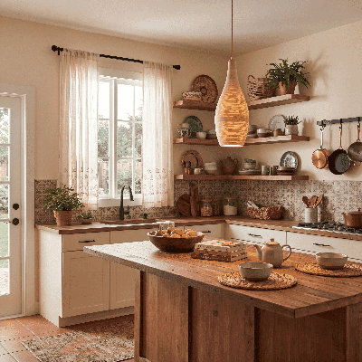 Jean 1-Light Pendant in Natural Bamboo