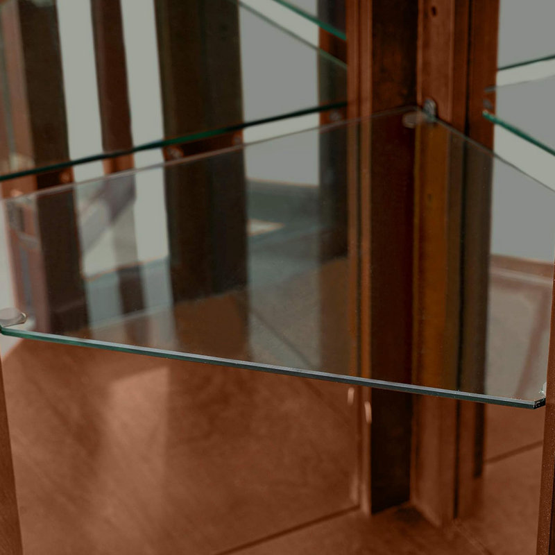 Corner Curio Cabinet with LightsAdjustable Tempe Glass ShelvesMirro BackDisplay Cabinet