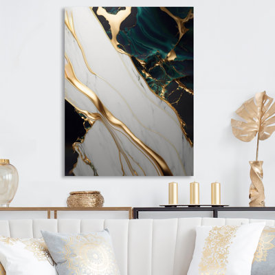 Abstract Geode Gold and Green Marble II - Painting on Canvas