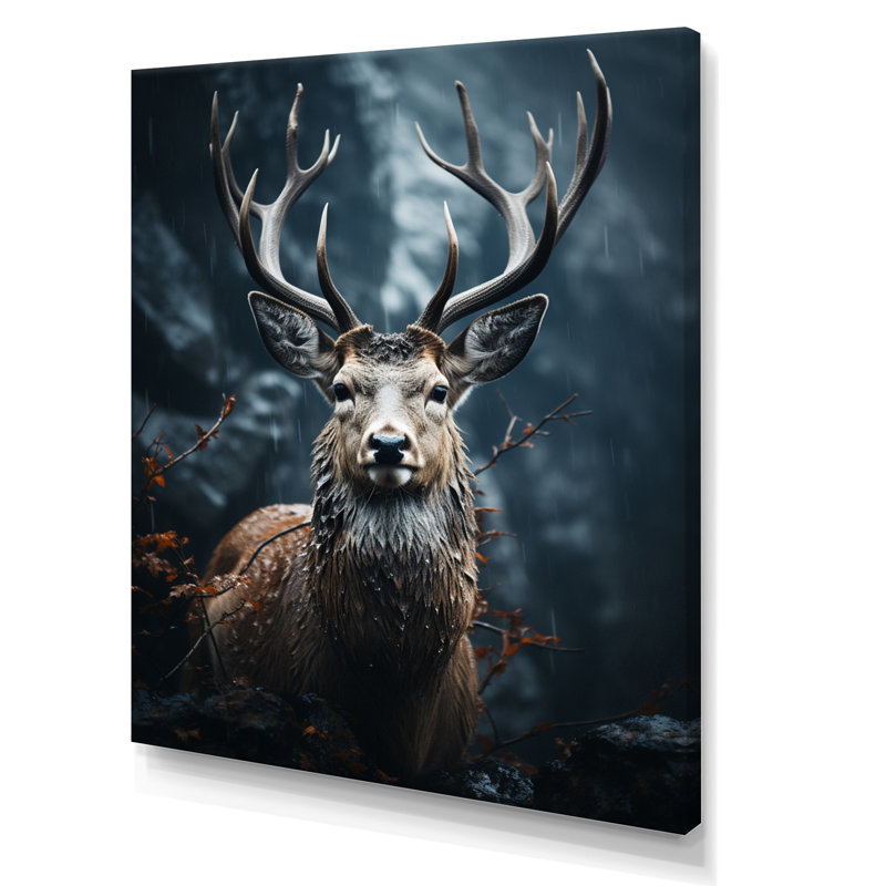 Cerf d'Issic monochrome IV, Toile tendue, H 20 po x l 12 po x P 1 po