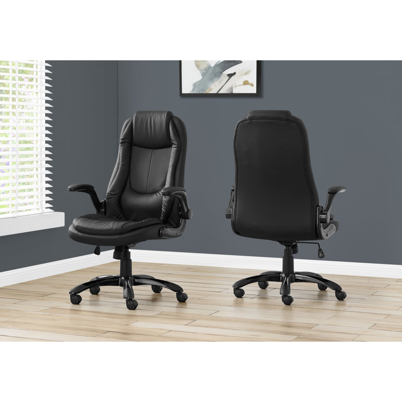 Office Chair, Adjustable Height, Swivel, Ergonomic, Armrests, Computer Desk, Work Leather Look Metal