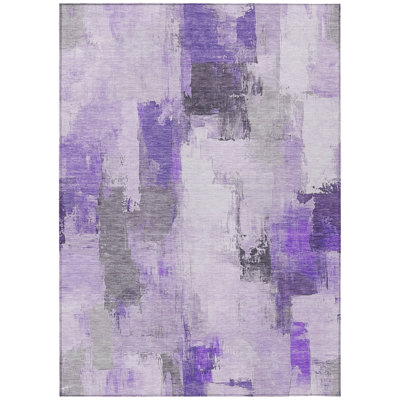 Machine Washable Indoor/Outdoor Xhevrie Lavender Rug
