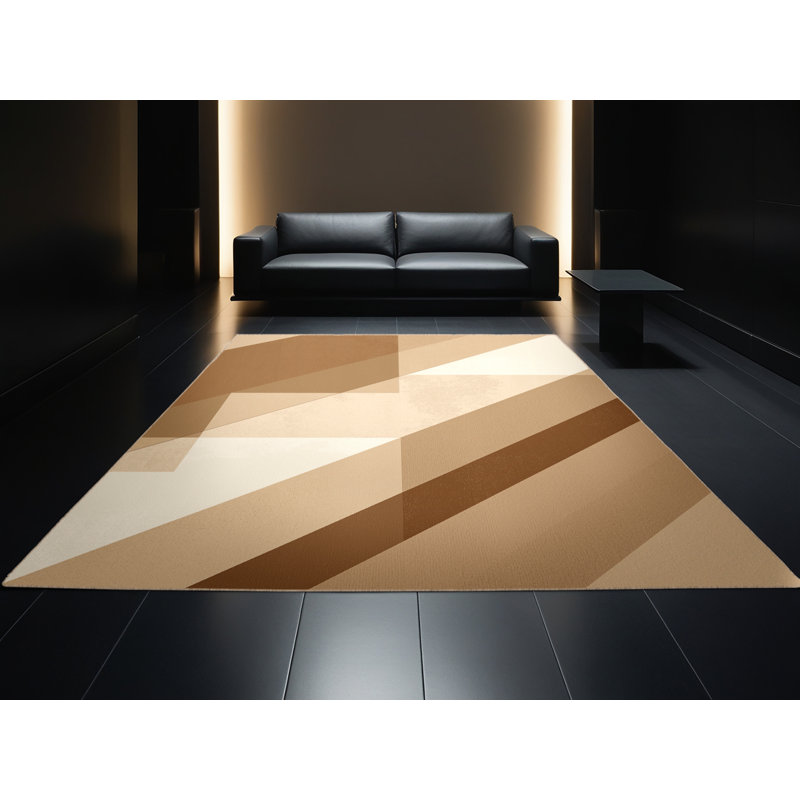 Tapis de couleur unie moderne lavable à la machine en brun - beige, 4x6