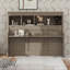 Lit escamotable horizontal simple avec bureau, cadre de lit mural pliable avec tablettes de rangement-122644351