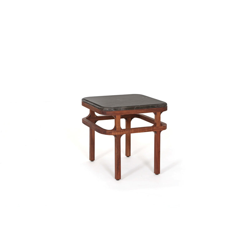 Table de bout Pirwi Furniture, Brun cerisier, Gris foncé