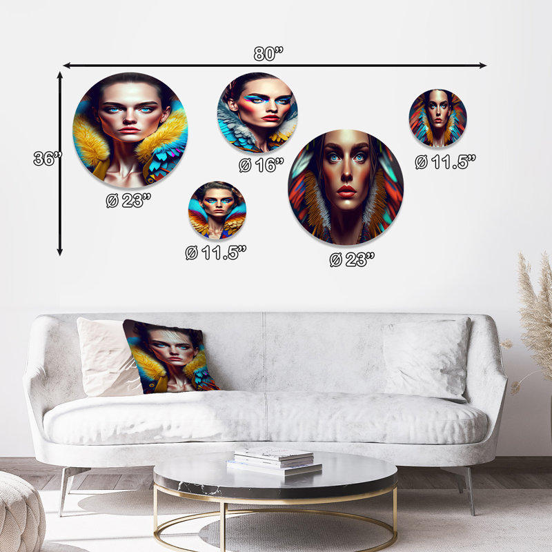 Colorful Sensual Woman In Fur Coat V - Woman Seductive Metal Wall Décor