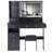 41 Inch Large Size Left Drawer Vanity Table Set With Cushioned Stool, 2 AC+2 USB Power Station, Hair Dryer Stand, Extra Large Touch Control LED Mirror, 3-Color Switch-475948874