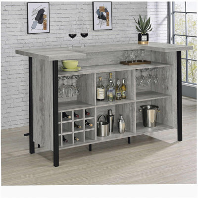 Menimen Grey Driftwood Freestanding Bar Unit
