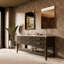 Meuble-lavabo double en chêne noir 72 po X P 22 po D, comptoir en marbre de Carrare, ensemble de robinet et Miroirs
