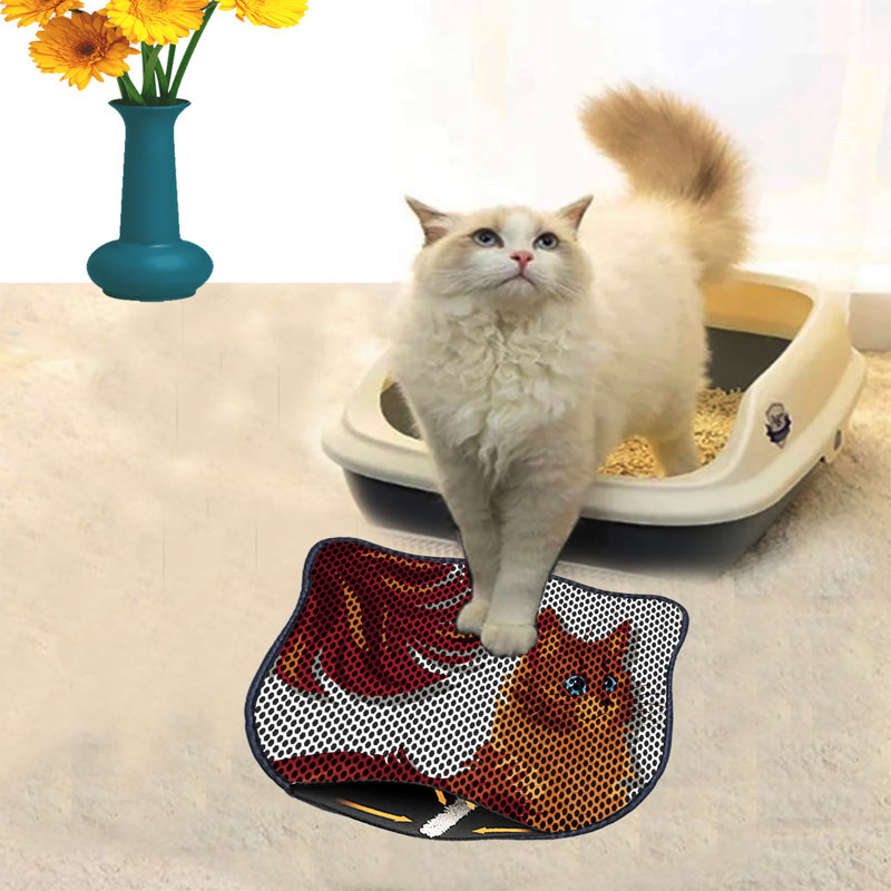 Durable Cat Litter Mat, 15.7 x 19.7 inches | 50% PVC / 50% Polyester, Machine Washable & Vacuum Friendly | Perfect for Easy Cleanup, Non-Slip Design to Keep Your Home Clean & Fresh, Ideal for Pet Owners