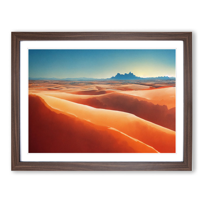 Watercolour Desert Vol.5 1 Piece Single Picture Frame Wall Art, 34cm H x 46cm W x 2cm D, Walnut