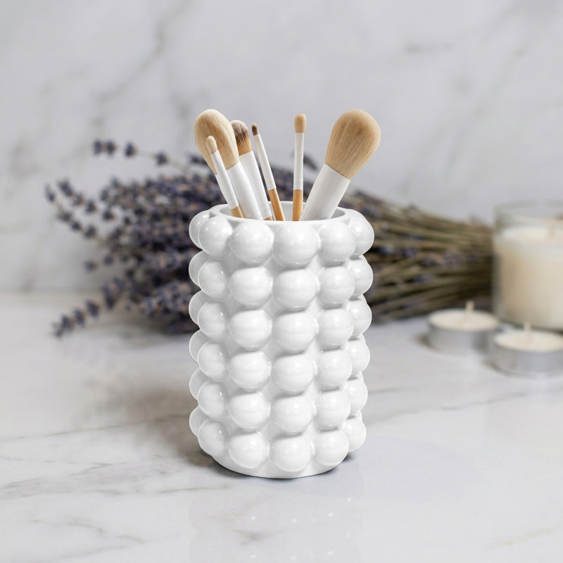 Gobelet de salle de bain à bulles texturé Better, tasse de rinçage en résine imperméable avec base antidérapante, accessoires de salle de bain pour meuble-lavabo, blanc