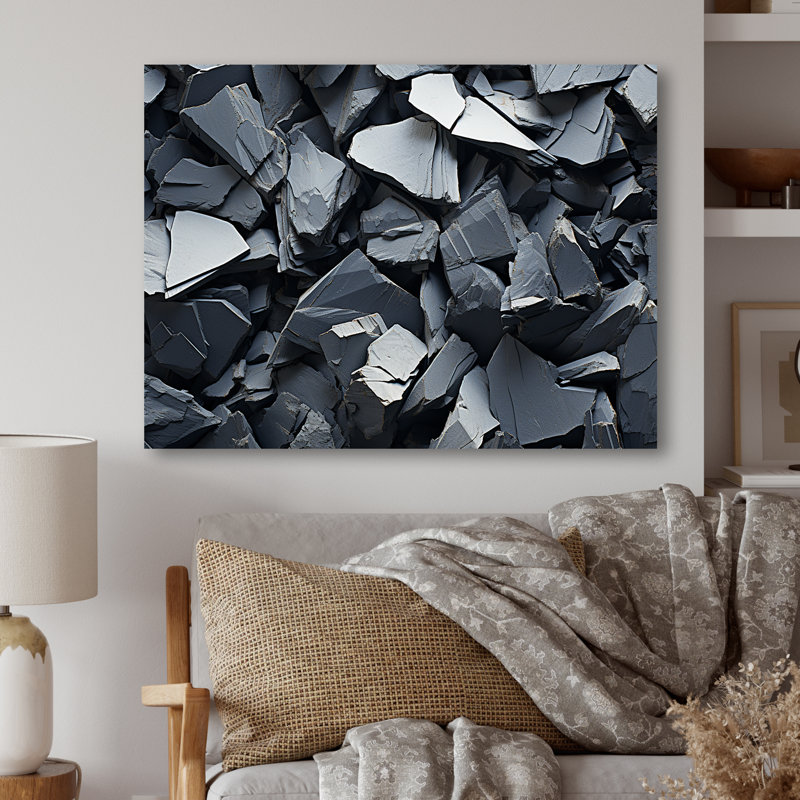 Tachisme, explosion de roches grises - art mural en métal Tachisme MT136234, H 12 po x l 20 po x P 1 po