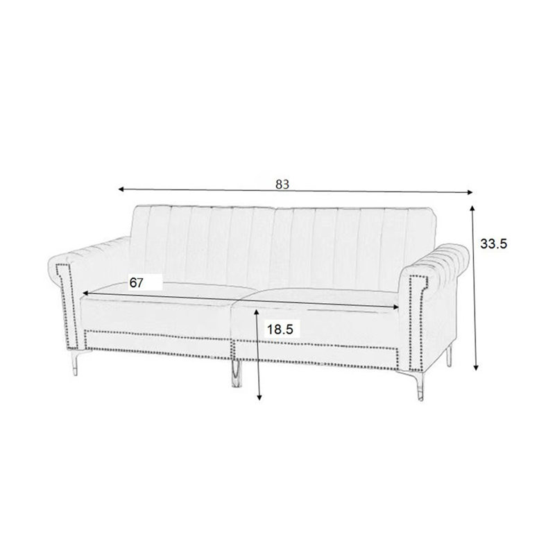 Ermera 85" Velvet Round Arm Sleeper Sofa, Gray