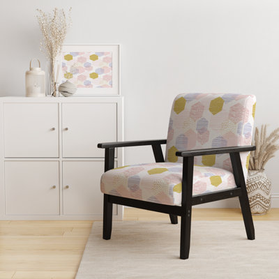 Fauteuil d'appoint rembourré à motif géométrique rose à motif géométrique