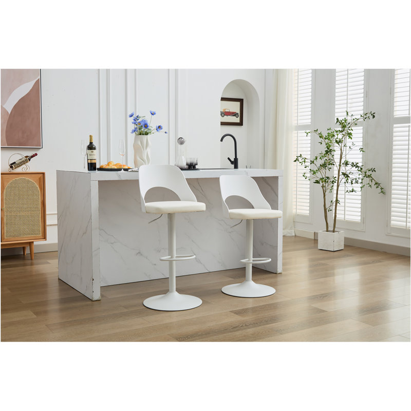 Bar Stools Set of 2 Modern Grey PU Counter Height Barstool, High Padded Swivel Adjustable Barstools with Back for Bar Counter and Kitchen Island