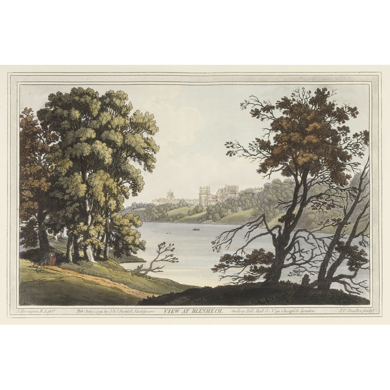 View at Blenheim by Joseph Stadler - Painting, 51 cm H x 76 cm W, Black Floater Framed