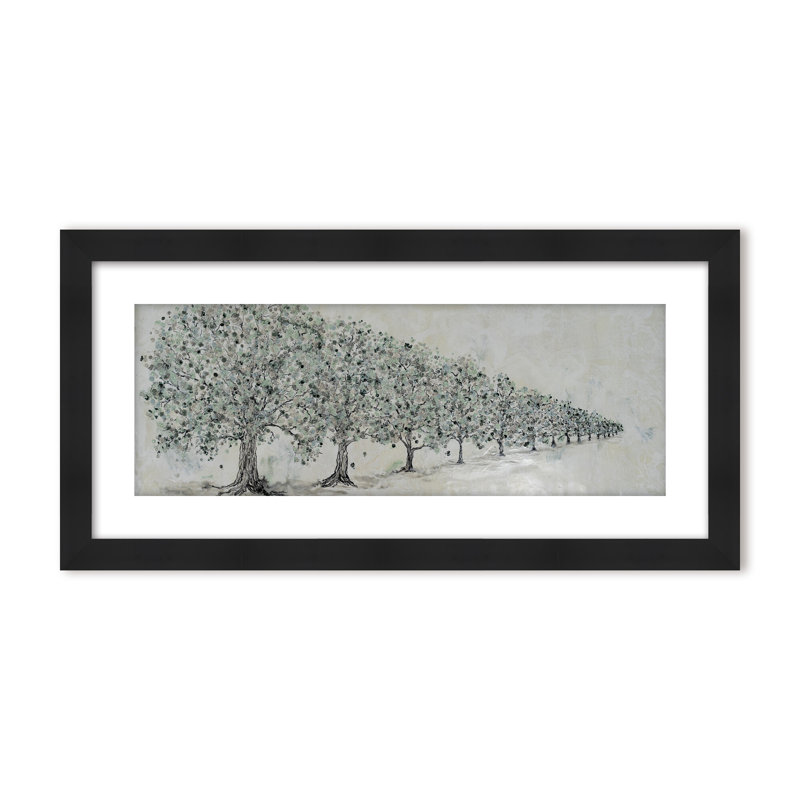 Nature Inspired "Renewal in Bloom" Canvas Wall Art By , 12" H x 24" W, Framed Matted Print, Black