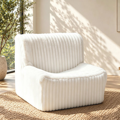     Faux Fur Armless Accent Sofa Chair, 32''W Modern Single Couch With Deep Seat, Ideal for Bedroom, Living Room,Dorms, Apartments – No Assembly Required
