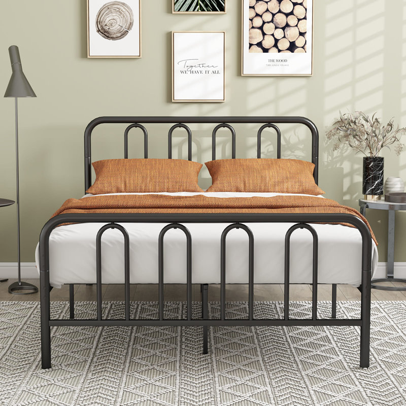 Metal Bed Frame Platform Bed With Headboard, Full / Double