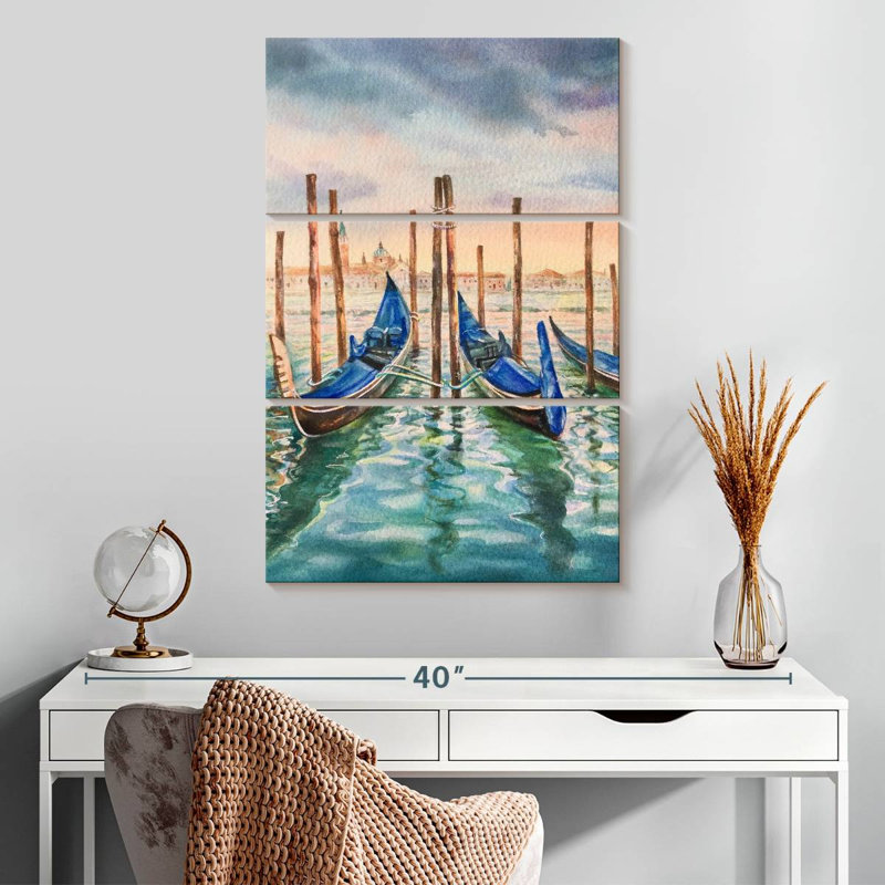Gondoles Mehar dans le canal de Venise, H 32 po x l 20 po