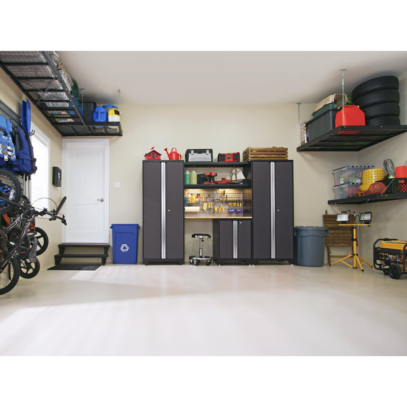 Bold Series 8 Piece Storage Cabinet Set, Bamboo, Gray