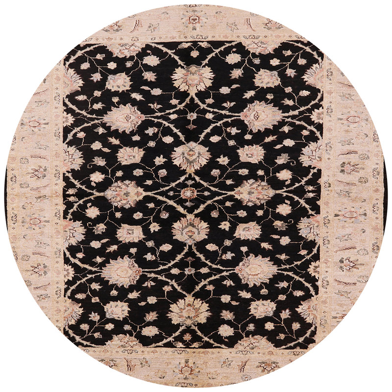 Tapis oriental beige / noir Castello, Rond 8 pi