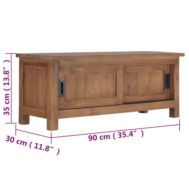 vidaXL TV Stand 35.4"x11.8"x13.8" Solid Wood Teak