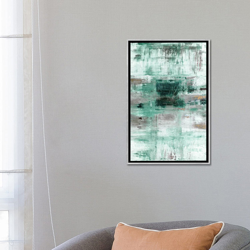 Ciel, Toile avec cadre flottant argent, Bleu sarcelle, H 26 po x l 18 po
